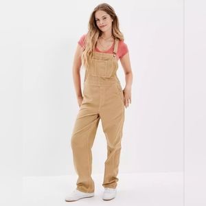 American eagle beige corduroy stretch overalls